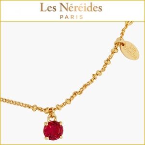 LES NEREIDES Rose Pink Faceted Glass ADJUSTABLE SILK BRACELET! Gold Plate Luxury